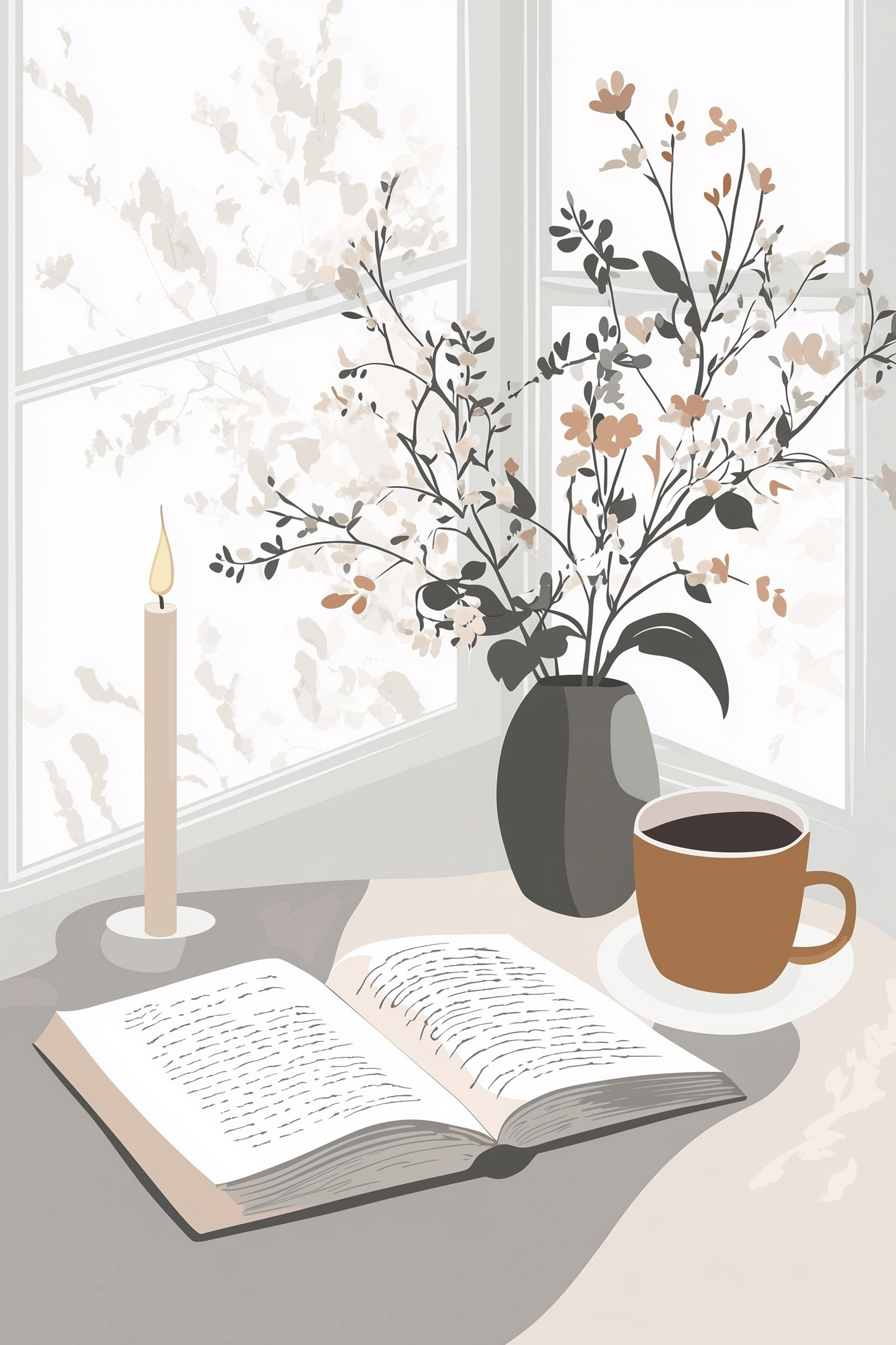 Book and a cup of coffee on a table Book and a cup of coffee on a table