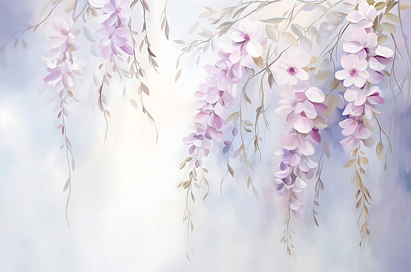 Pintura de flores en una rama Pintura de flores en una rama