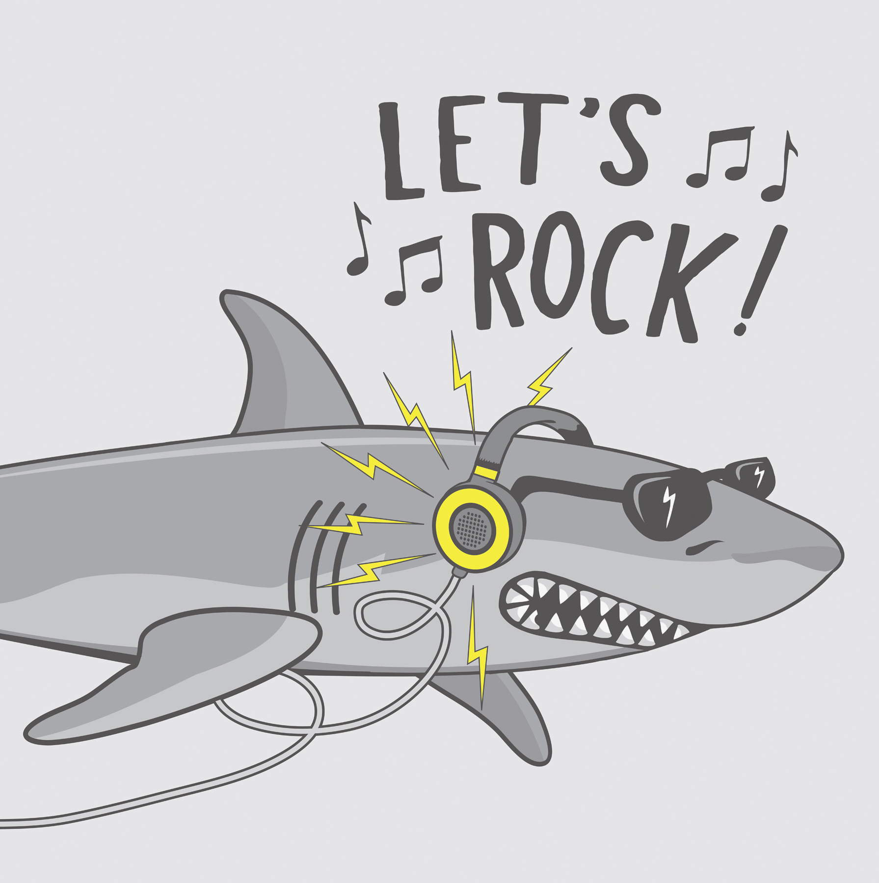 Cartoon shark with headphones