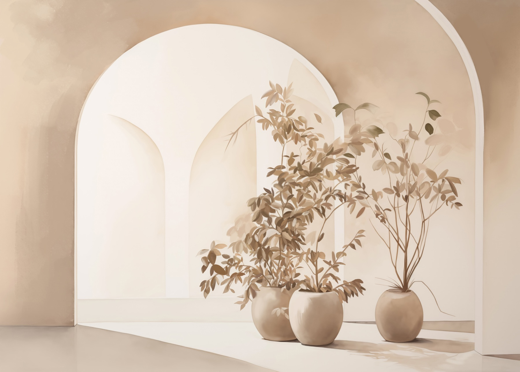 Group of potted plants in a room