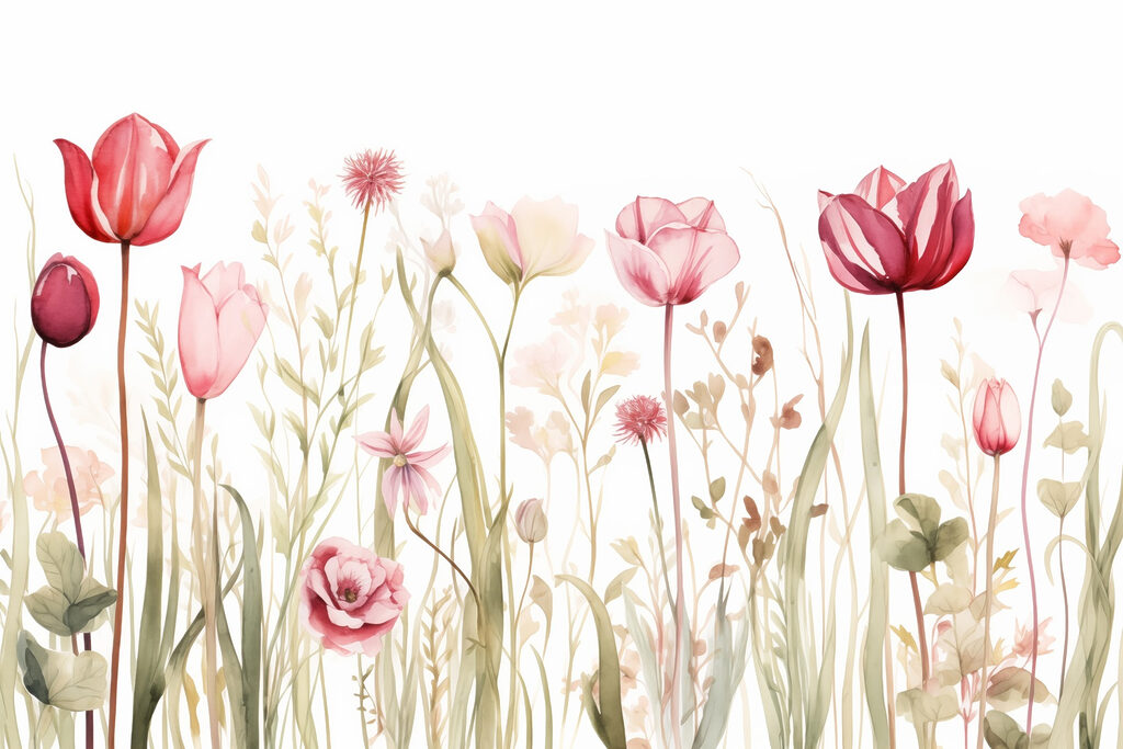 Painting of flowers and grass Painting of flowers and grass