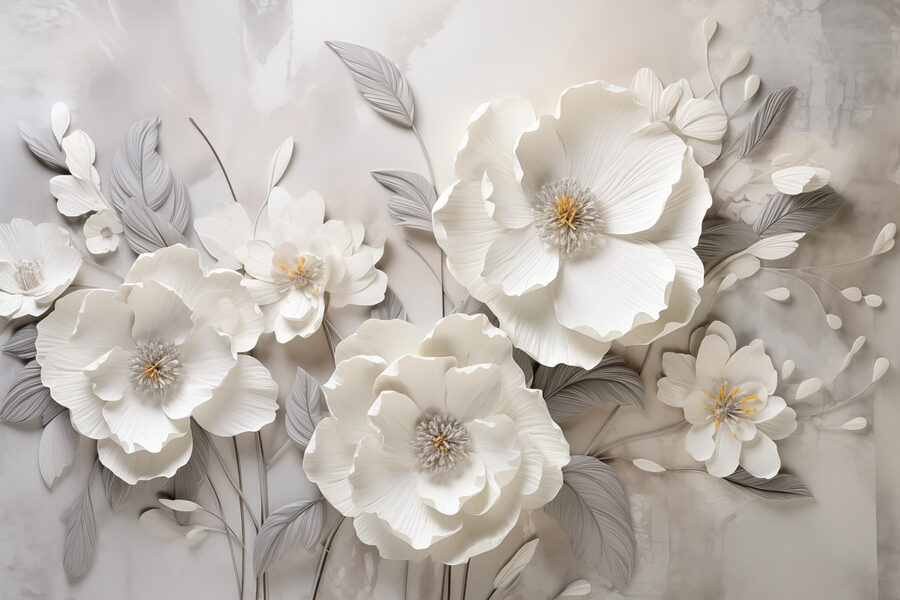 Flores blancas en una pared