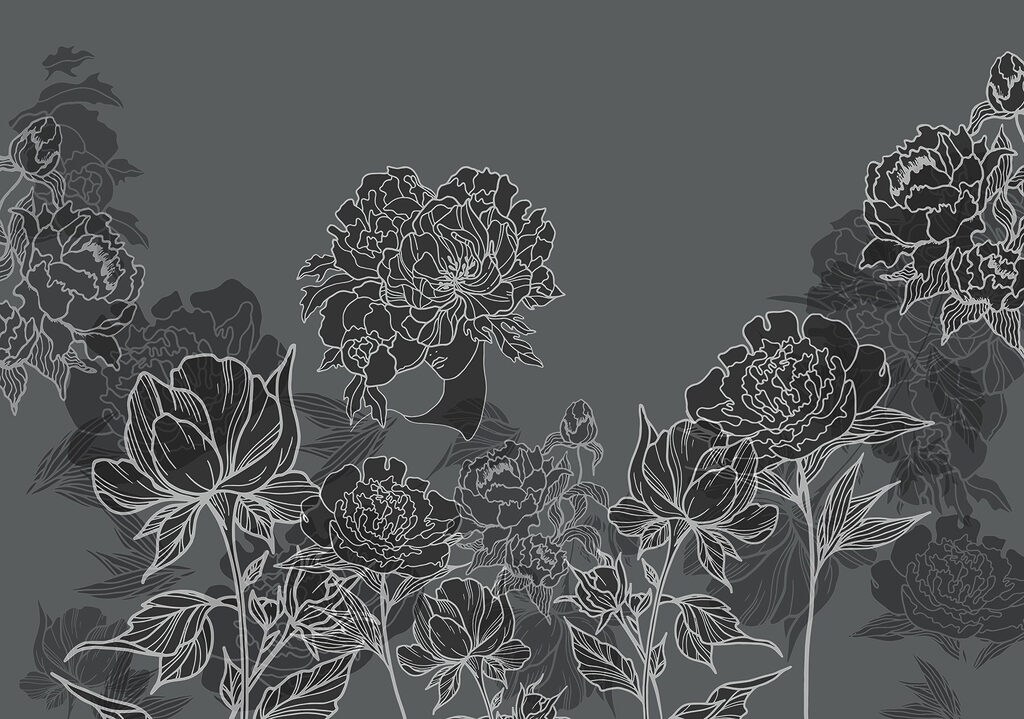 Grupo de flores sobre fondo gris Grupo de flores sobre fondo gris
