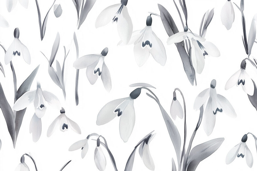 Flores blancas con hojas grises