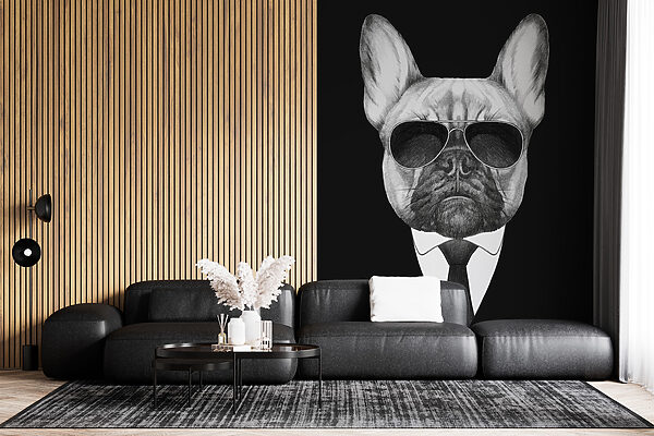 Un perro con gafas de sol y traje Un perro con gafas de sol y traje