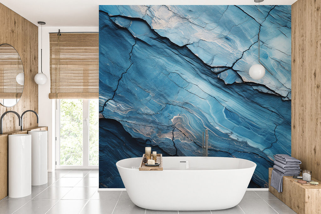 Abstract blue rock formations and textures