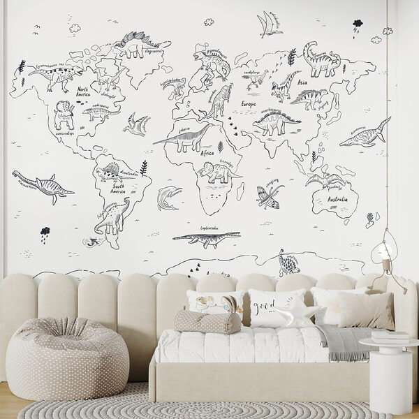 Un mapa del mundo con dinosaurios Un mapa del mundo con dinosaurios