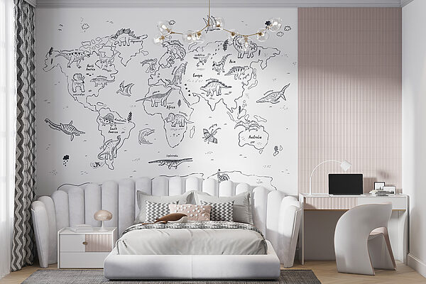 Un mapa del mundo con dinosaurios Un mapa del mundo con dinosaurios