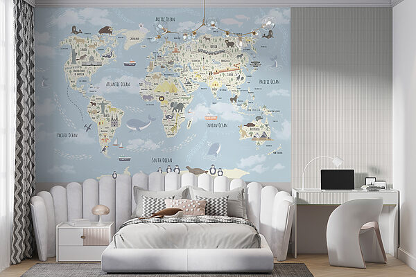 Un mapa del mundo con animales Un mapa del mundo con animales