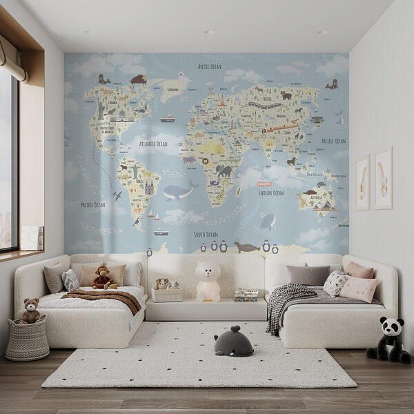 Un mapa del mundo con animales Un mapa del mundo con animales