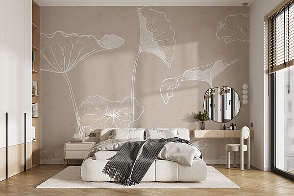 Un dibujo lineal blanco de flores Un dibujo lineal blanco de flores