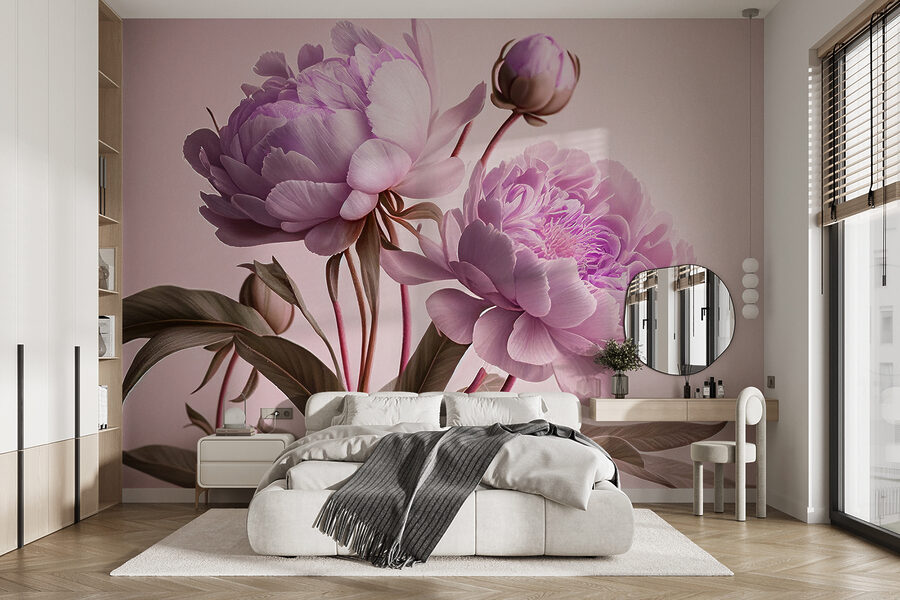 Elegantes peonías rosas en suave floración
