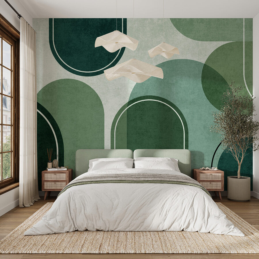 Un fondo verde y blanco con óvalos y óvalos Un fondo verde y blanco con óvalos y óvalos