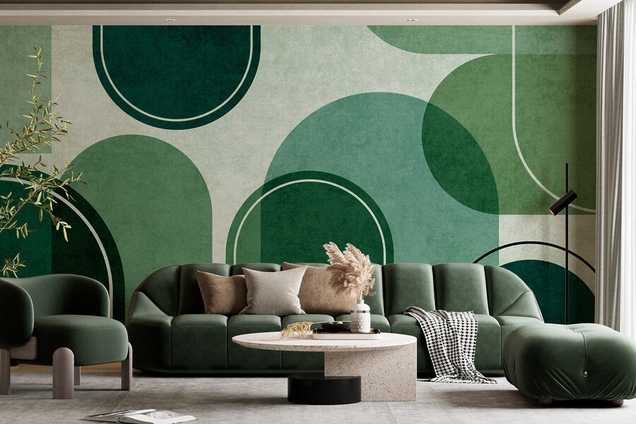 Un fondo verde y blanco con óvalos y óvalos Un fondo verde y blanco con óvalos y óvalos