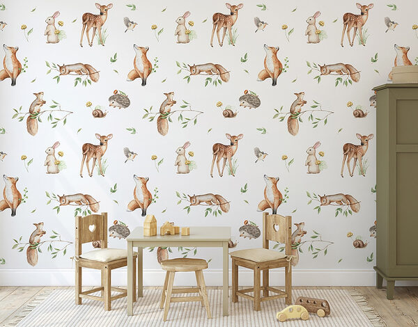 A pattern of animals and plants