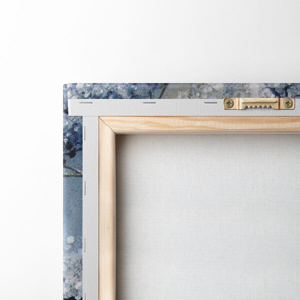 A painting of a white and blue plant