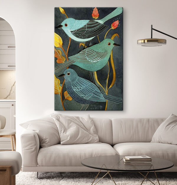 A group of birds on a plant