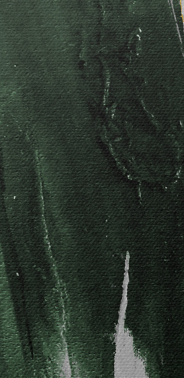 Emerald strokes on textured canvas