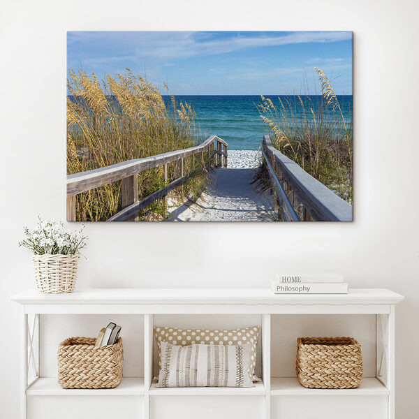 A walkway leading to the beach