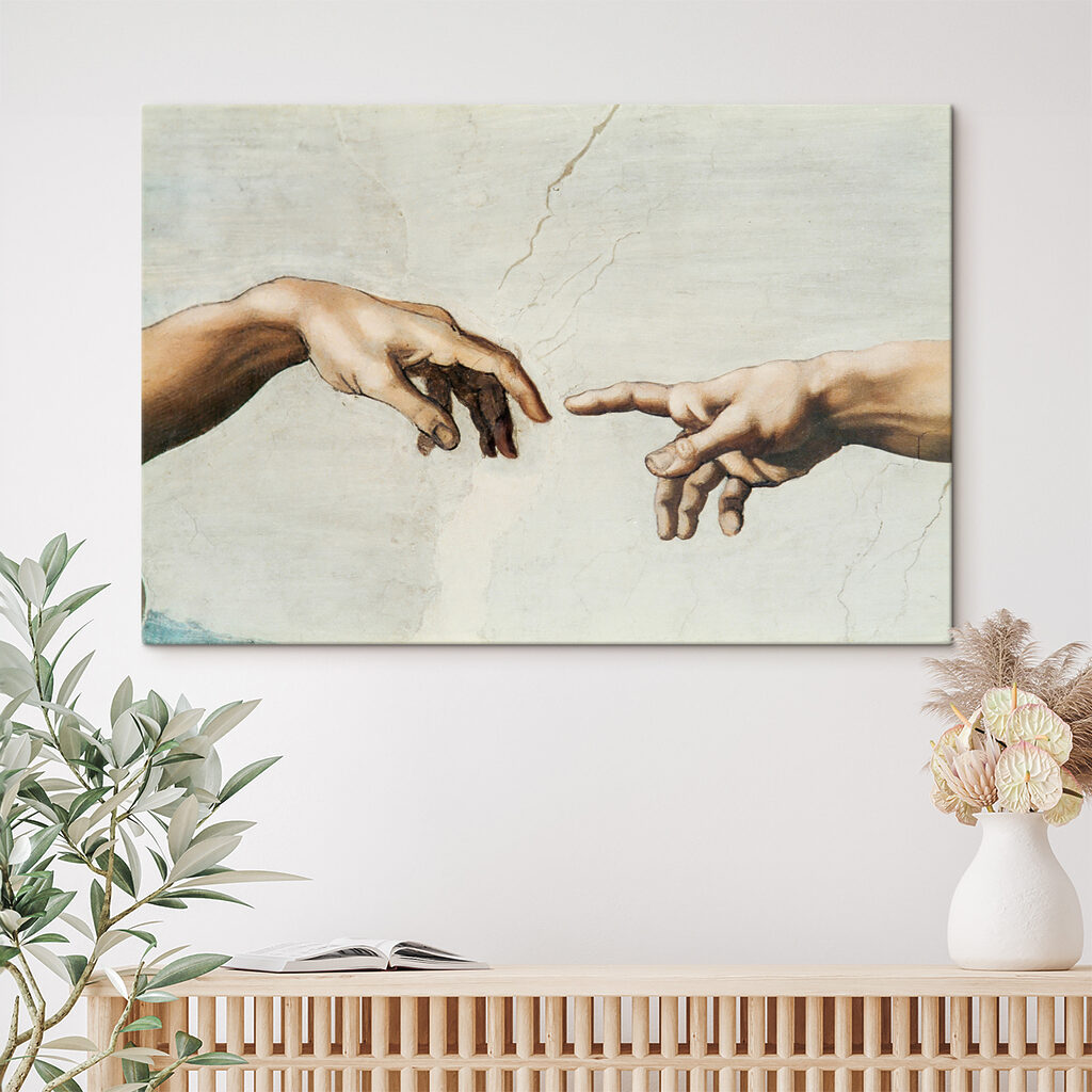 A painting of hands touching each other A painting of hands touching each other