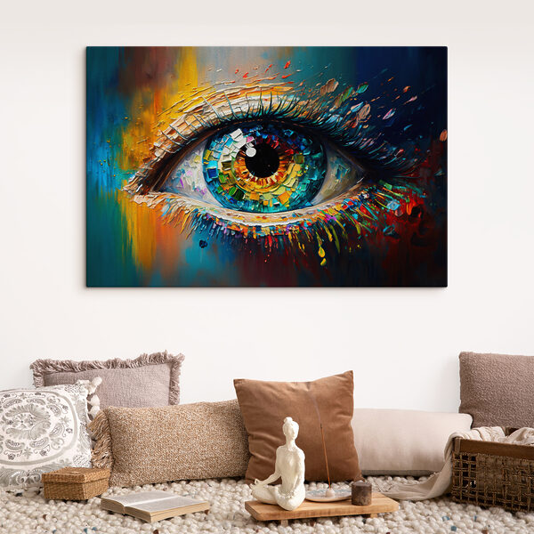 A colorful eye with many colors