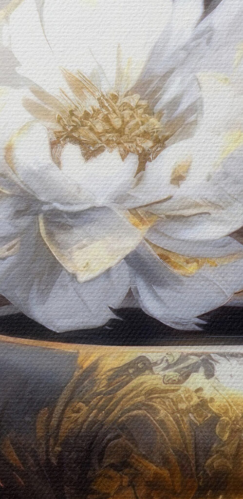 A painting of a flower in a pot
