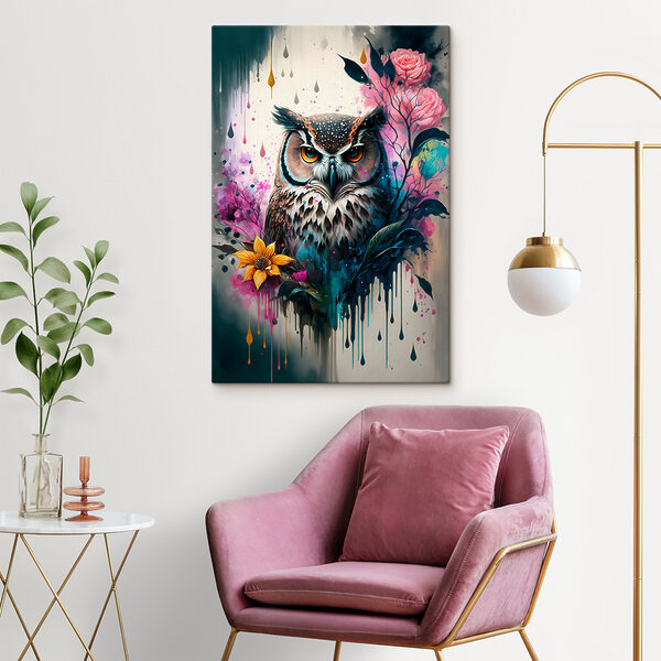 An owl with flowers