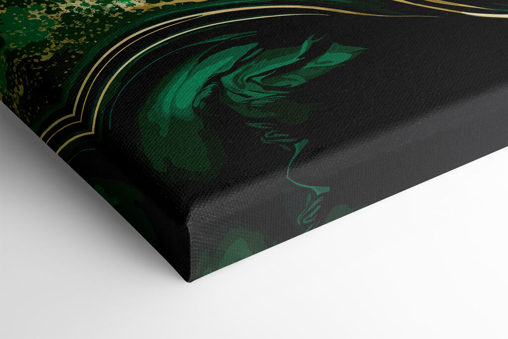Emerald swirls with sparkling accents