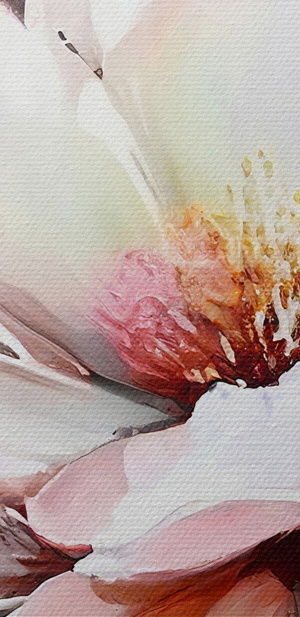 A painting of flowers on a white surface A painting of flowers on a white surface