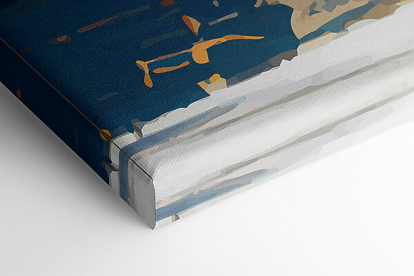 A painting of blue and white and brown paint A painting of blue and white and brown paint