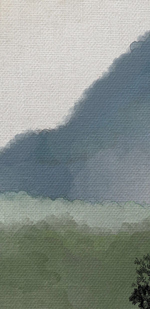 A painting of a mountain range A painting of a mountain range