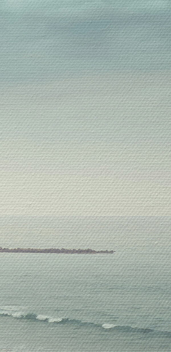 A person walking on a beach