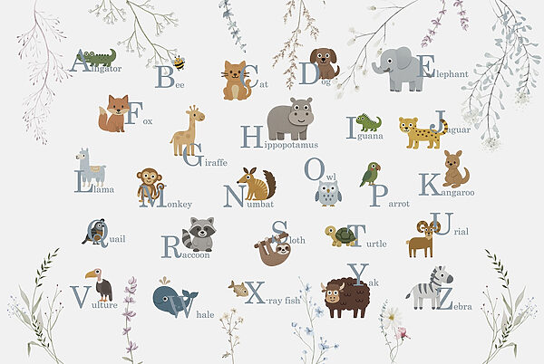 Grupo de animales con letras Grupo de animales con letras