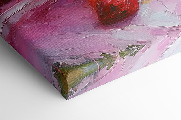 A painting of a cake with strawberries on top A painting of a cake with strawberries on top
