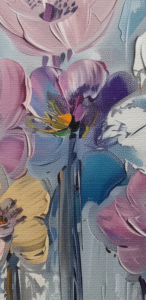 A painting of flowers on a white background A painting of flowers on a white background