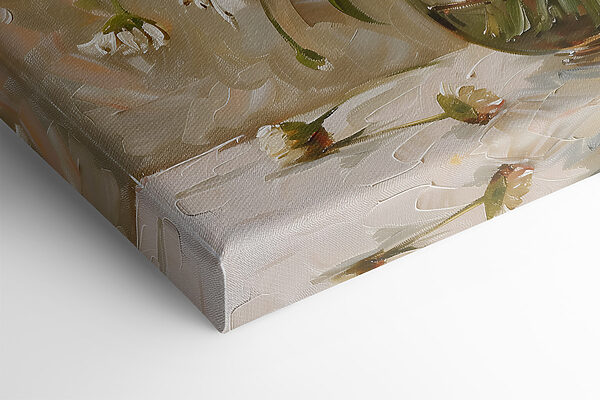 A painting of a vase of flowers A painting of a vase of flowers