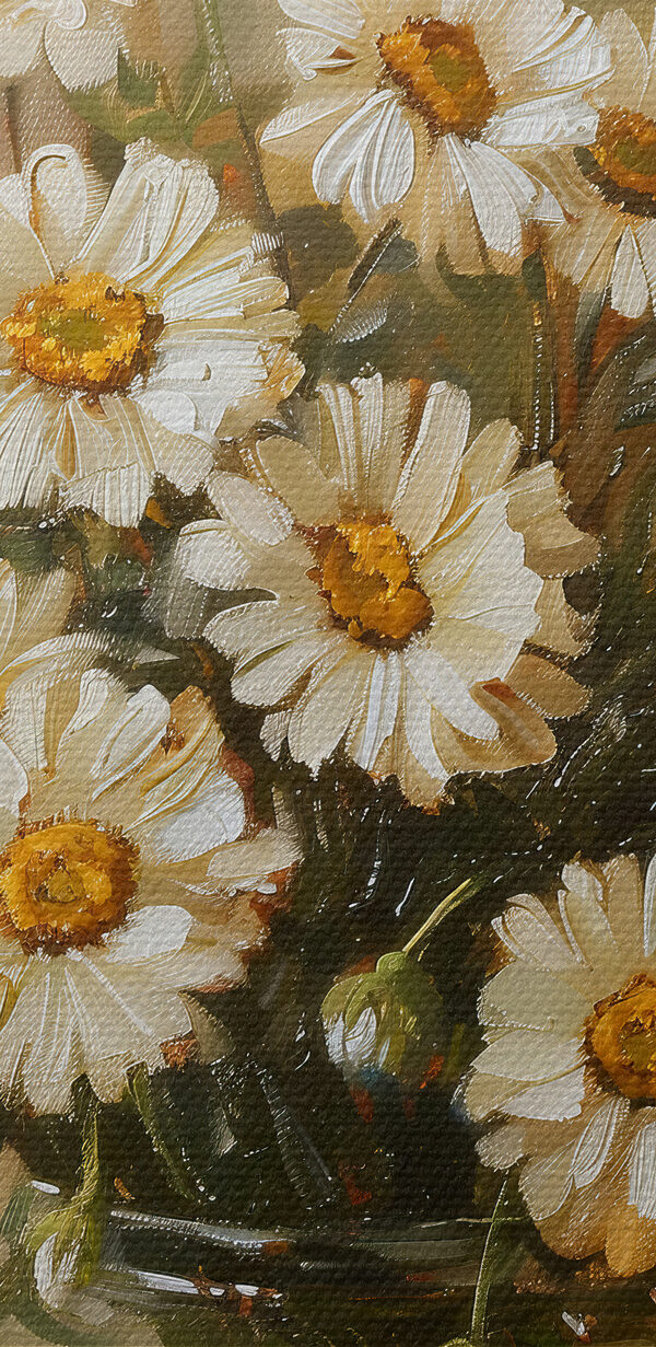A painting of a vase of flowers A painting of a vase of flowers
