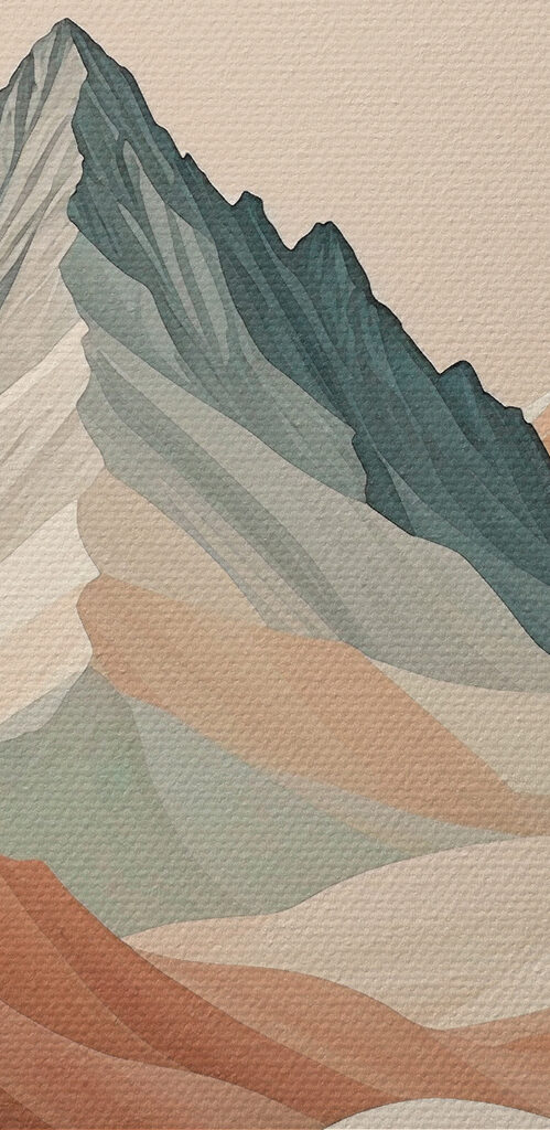 A painting of mountains in different colors A painting of mountains in different colors