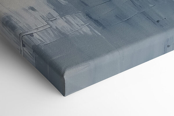 A painting of a blue and white wall