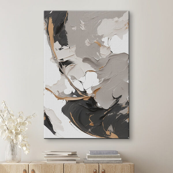 A close up of a painting