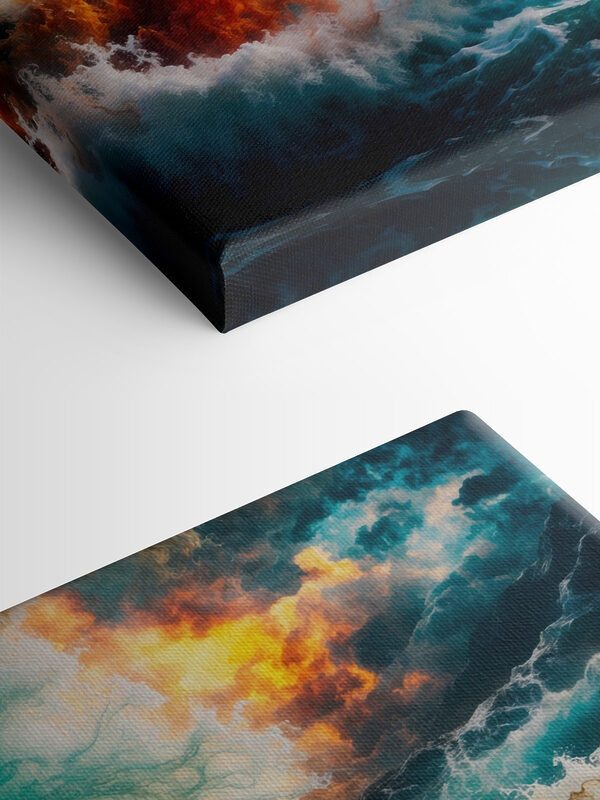 Large waves with fire and smoke Large waves with fire and smoke