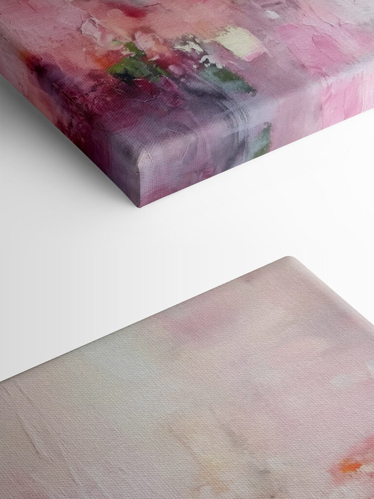 Painting of flowers on a white surface Painting of flowers on a white surface