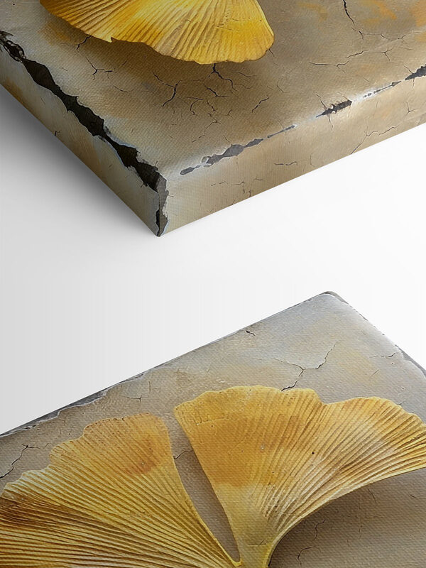Yellow leaves on a concrete surface