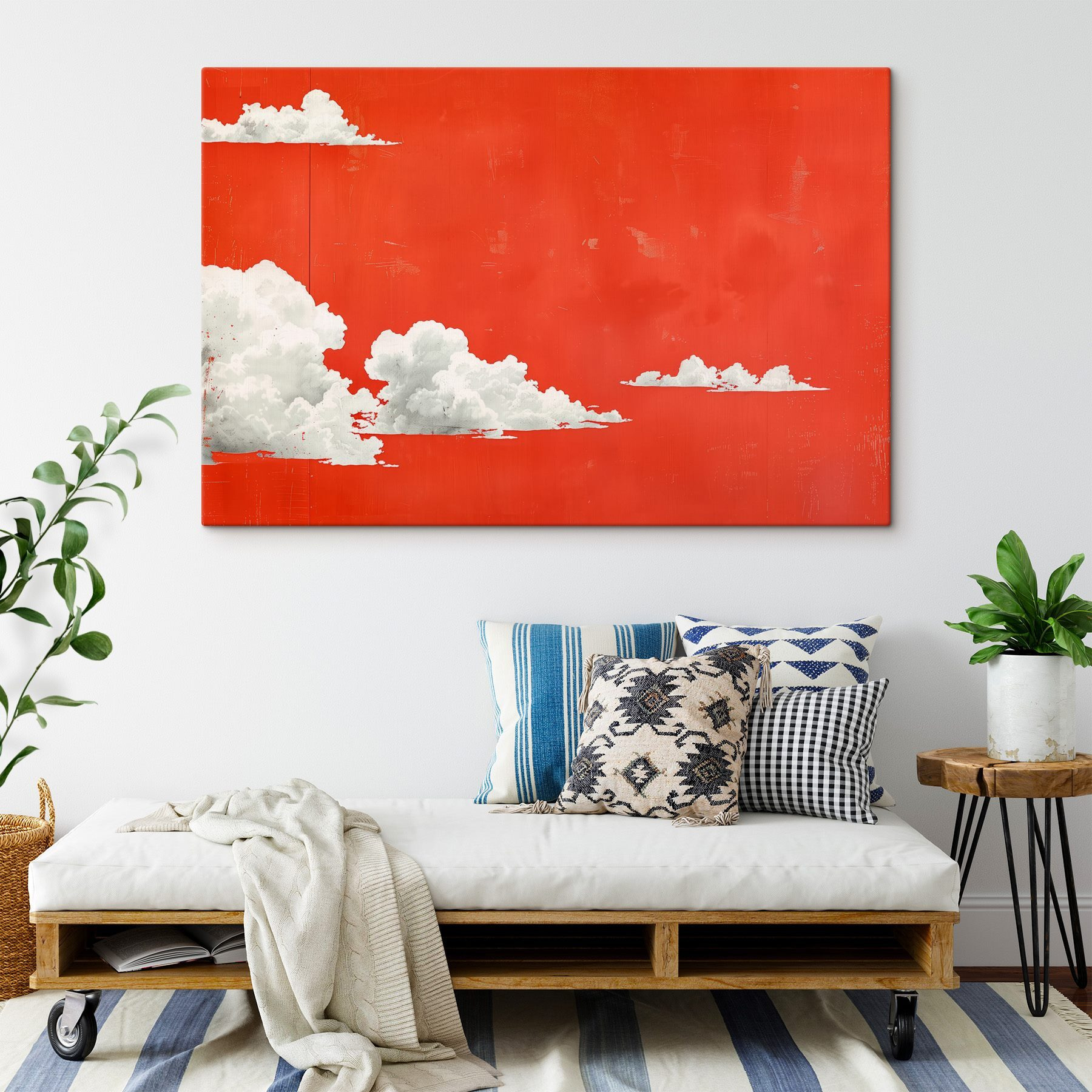 White clouds on a red background White clouds on a red background