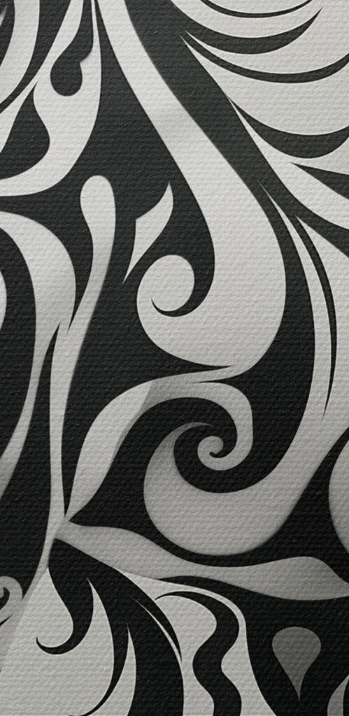 Black and white horse with swirls