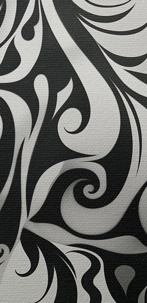 Black and white horse with swirls