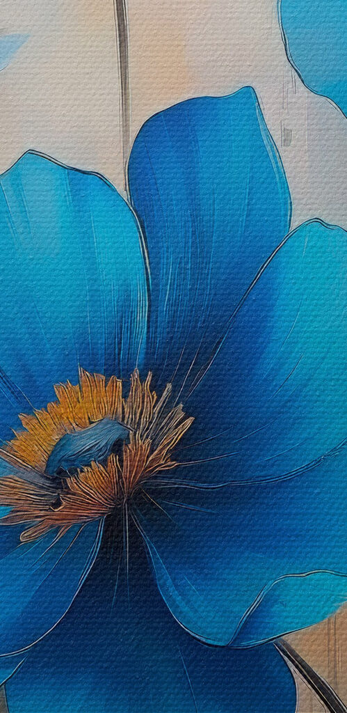 Painting of blue flowers Painting of blue flowers