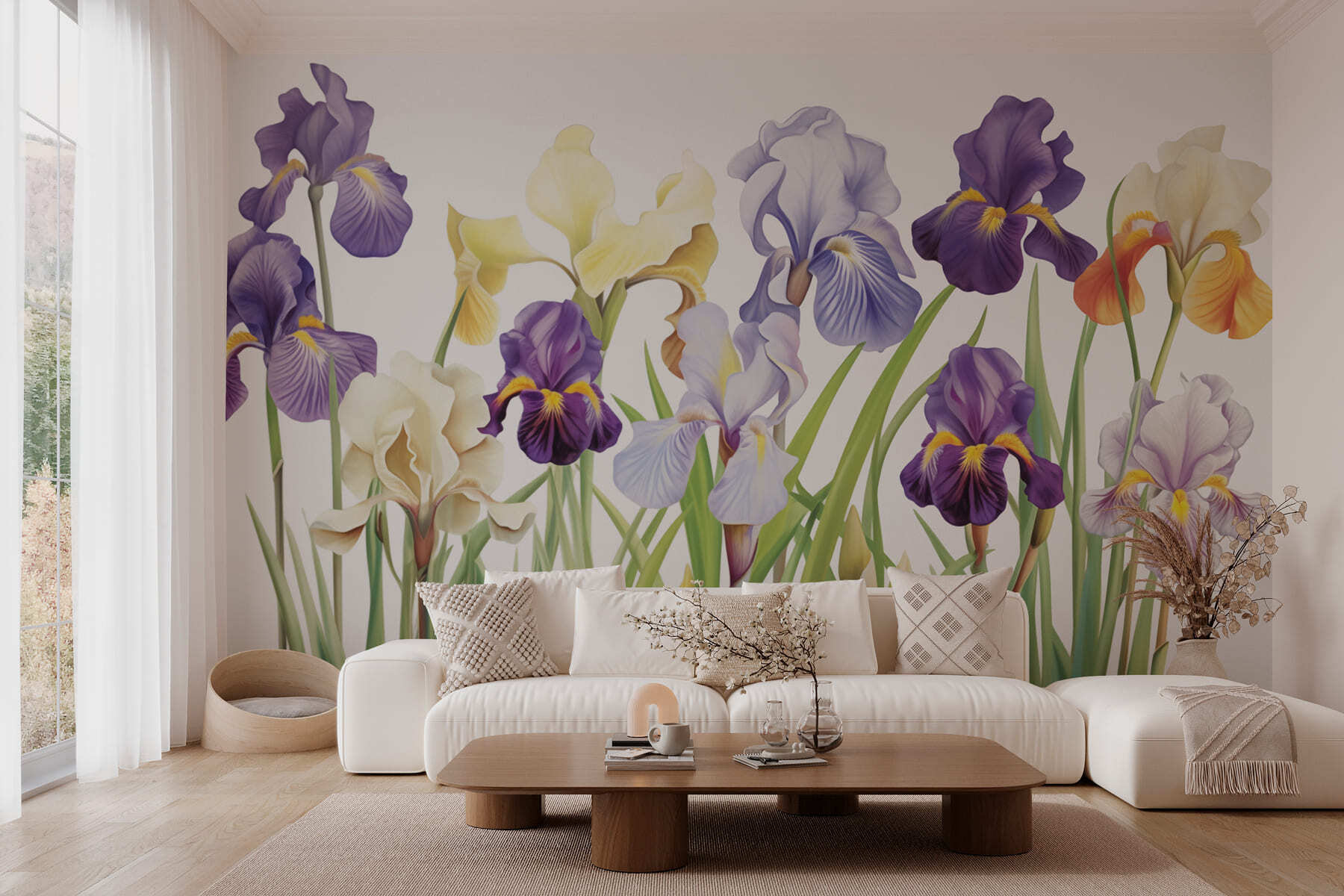 Group of purple and white flowers