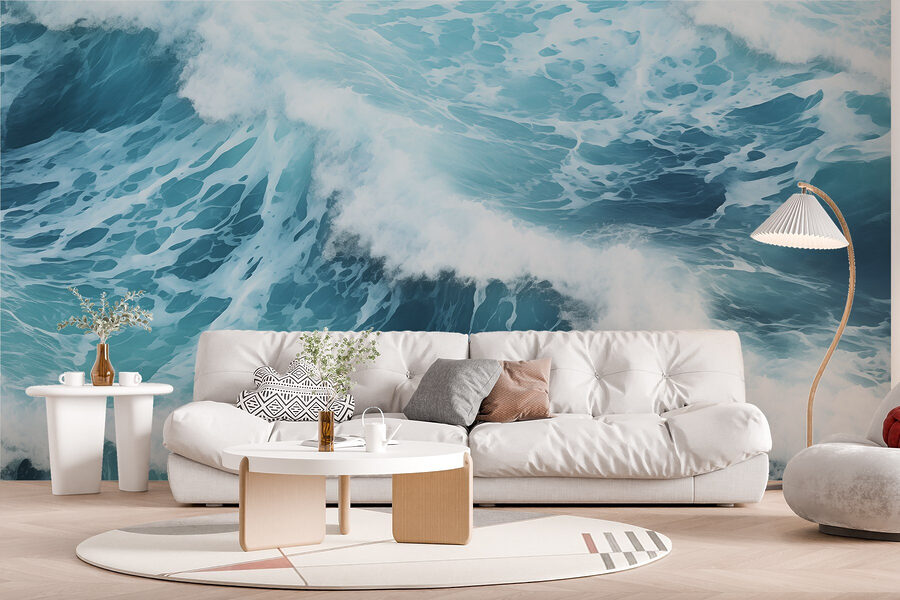 Olas rompiendo olas con espuma blanca y espumosa