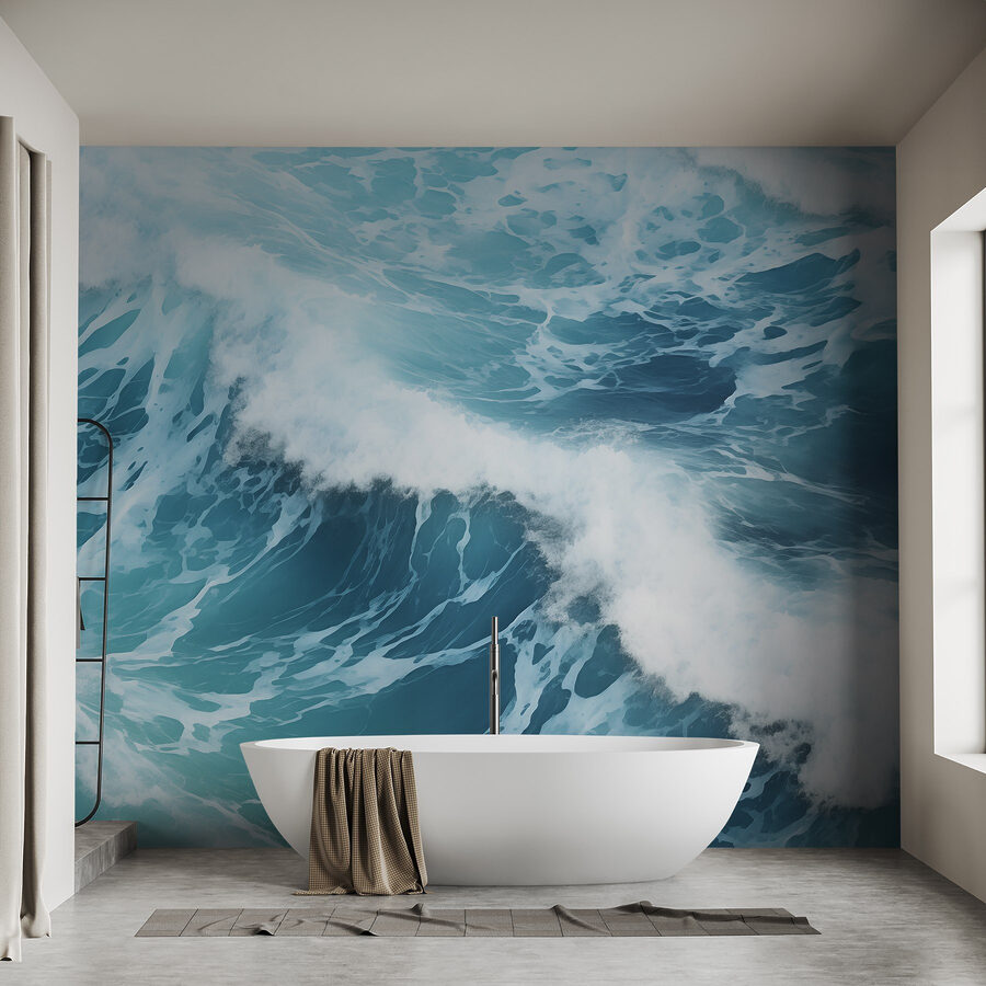 Olas rompiendo olas con espuma blanca y espumosa